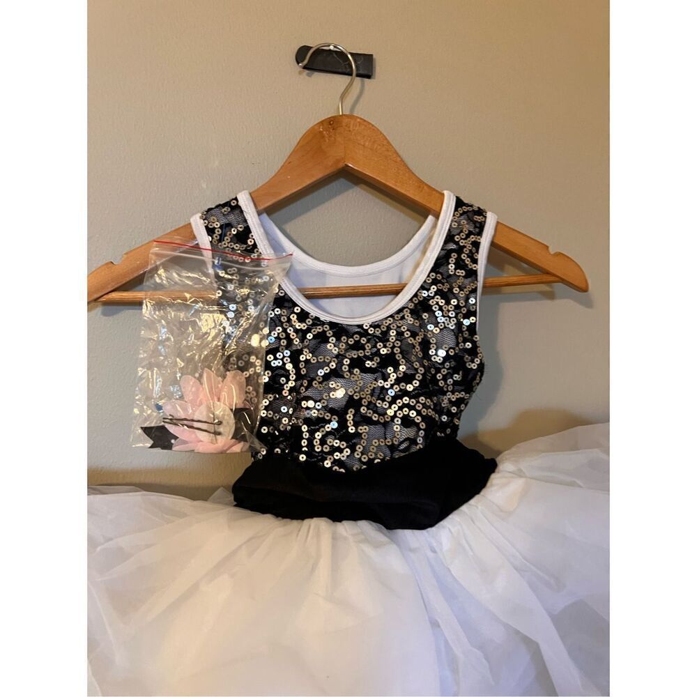 Revolution Dancewear Size SC Black White Sequin Accent Tutu Puff Costume Dress - Picture 4 of 9